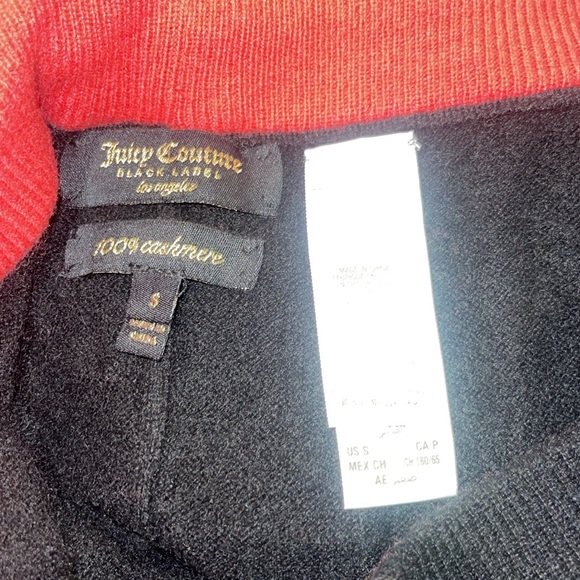 New Juicy Couture Cashmere 100% Black Pink Drawstring Track Pants Soft S - Picture 11 of 11